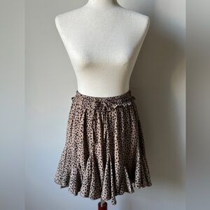 NWT | JODIFL | Animal Print Skirt with Built-In Shorts | Dark Tan | Medium